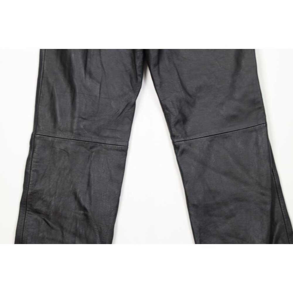 Vintage 90s Streetwear Womens 4 Distressed Soft Lambskin Leather Pants Black - Picture 13 of 15